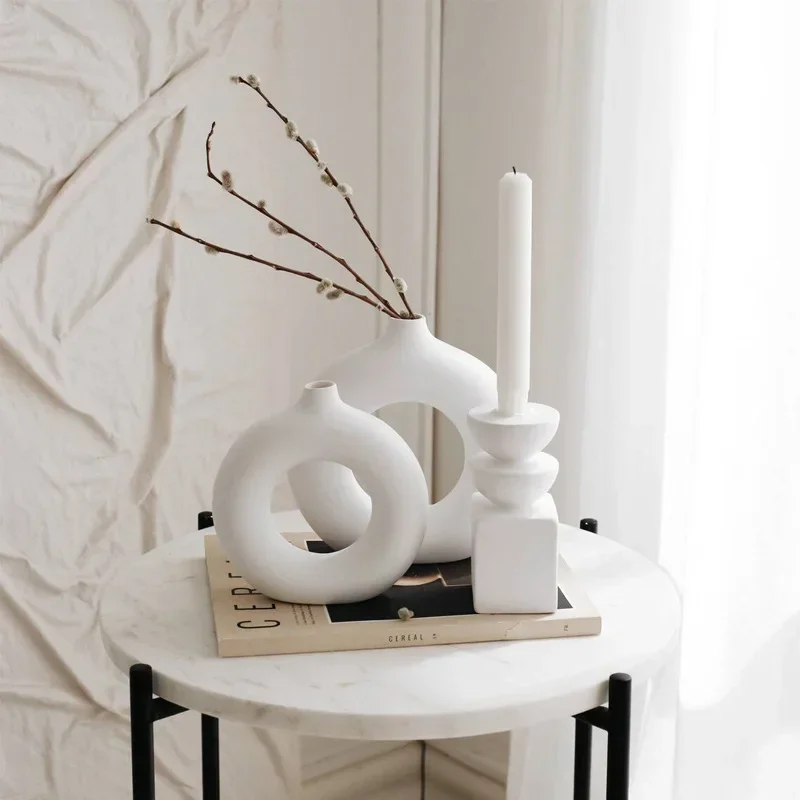 Nordic Style Flower Vase Morandi Geometric Vase Ceramic Art Crafts Bedroom Living Room Desktop Decoration Vase Decoration Home 2