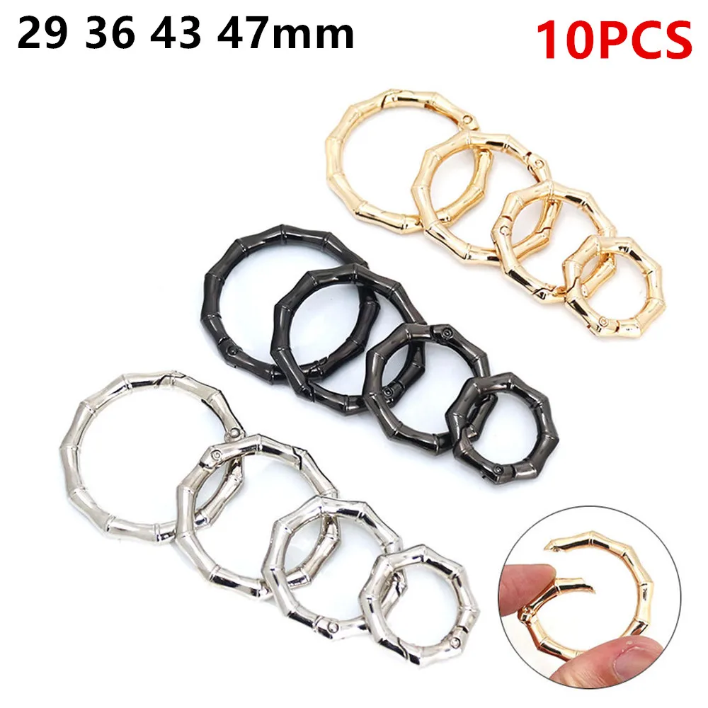 10Pcs Bamboo Joint Ring Metal Spring Clasps Openable Carabiner Keychain Bag Clips Hook Chain Buckles Connector For DIY Jewelry