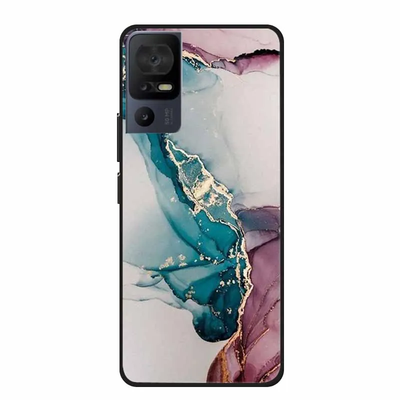 Luxury Silicone Protective Soft Phone Case with Marble Art Design in Vibrant Colors