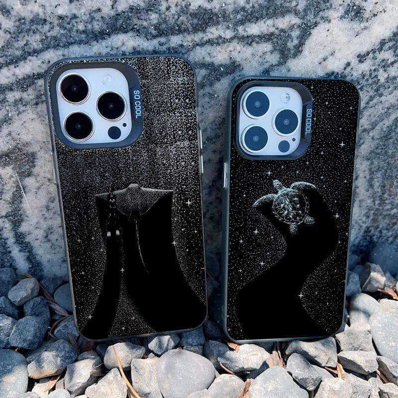 Marine Life Dotted Art Phone Case in Black Laser Finish