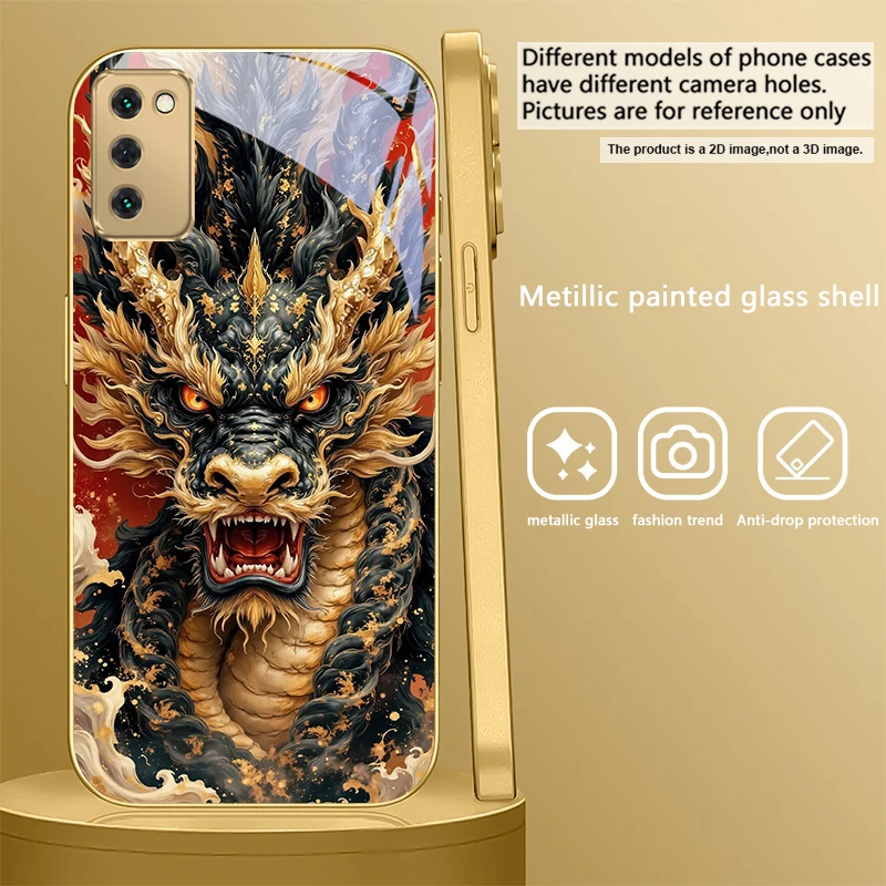 Majestic Golden Eastern Dragon Glass Phone Case