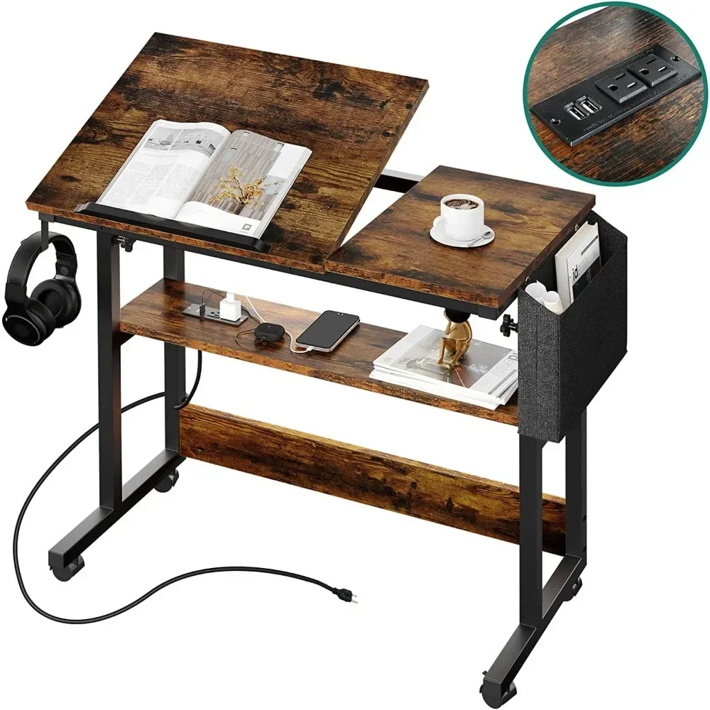

Portable Laptop Table With Charging Station Room Desks Reading Desk Office Accessories for Desk Furniture Computer Study