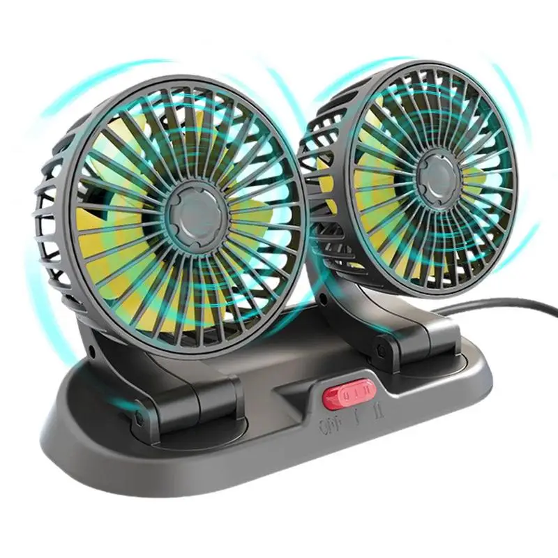 

Car Air Fan Dashboard Dual Head Car Fan Adjustable Battery Powered Truck Air Fan Rechargeable Auto Cooling Air Fan For Children