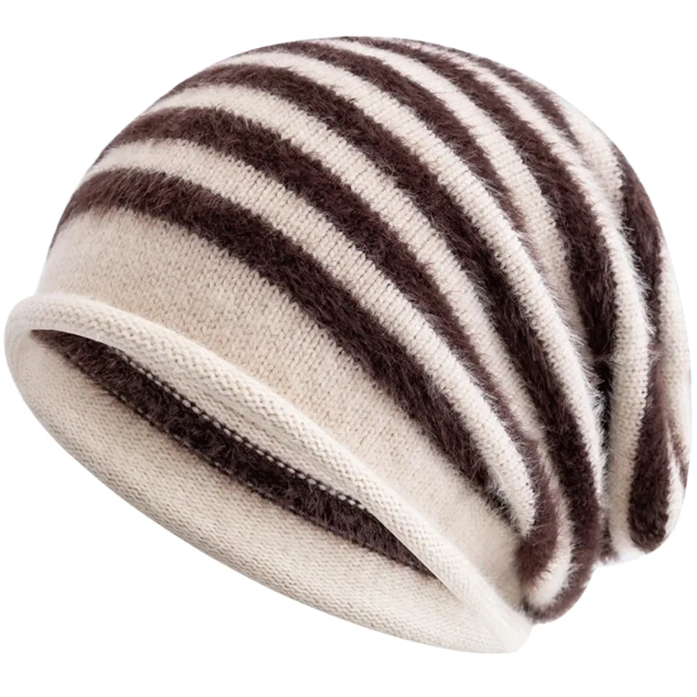 Heißer Verkauf Mode Frau Slouchy Beanie Casual Streifen Design Y2K Winter Hüte Für Frauen – Detail 18