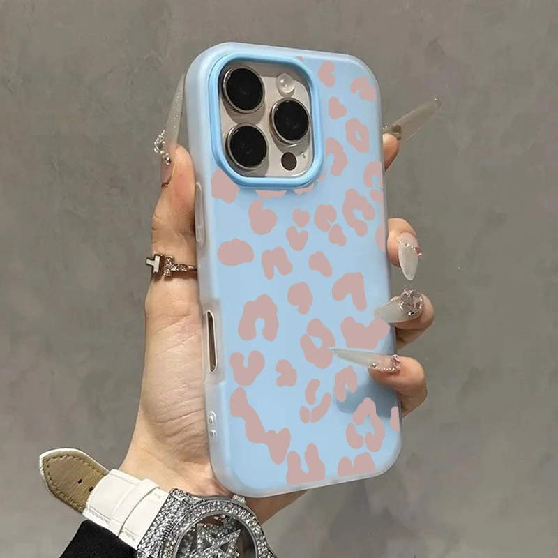 Luxury Pink Leopard Print Shockproof 2-in-1 Phone Case