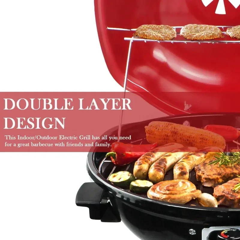 Electric BBQ Grill Techwood 15-Serving Indoor/Outdoor Electric Grill for Indoor & Outdoor Use, Double Layer Design 2