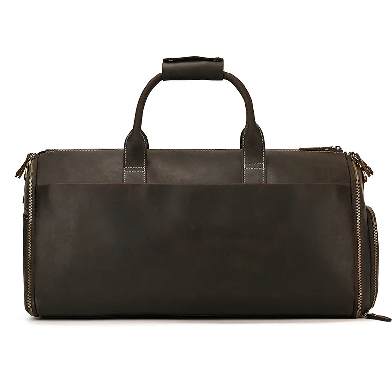 Leather Travel Bag With Shoe Compartment