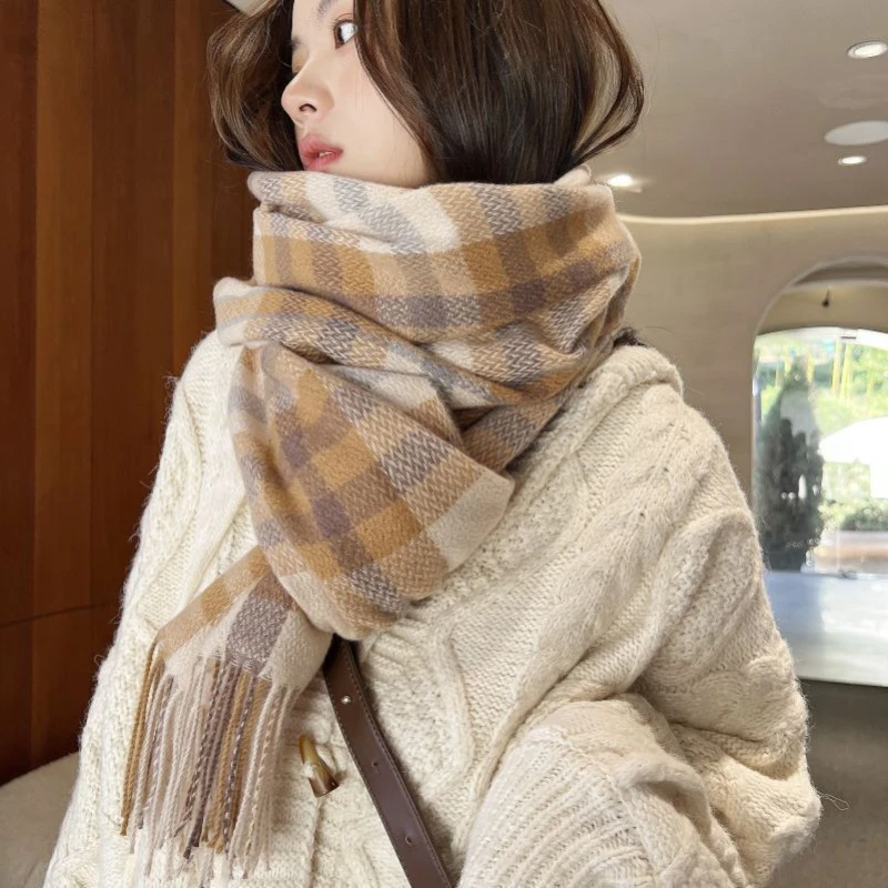 

68*180cm New thickened sweet warm cashmere like scarf plaid shawl scarf