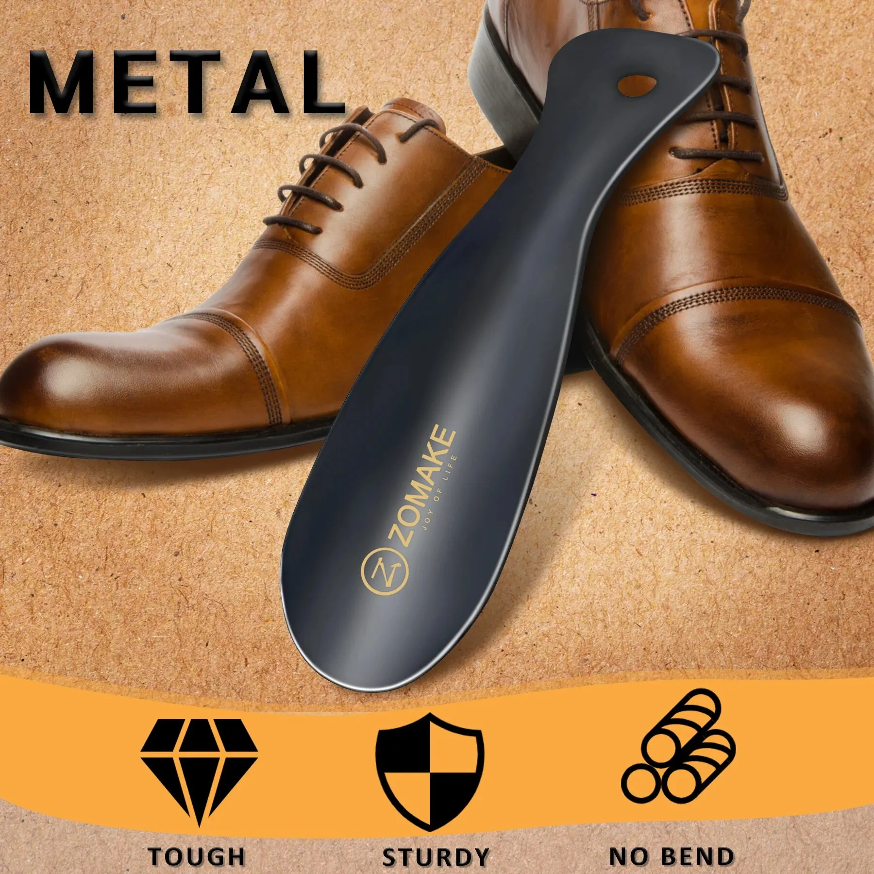 Calzascarpe In Metallo ZOMAKE - 9 Cm, Con Manico In Pelle E Portachiavi, Portatile - Foto 7