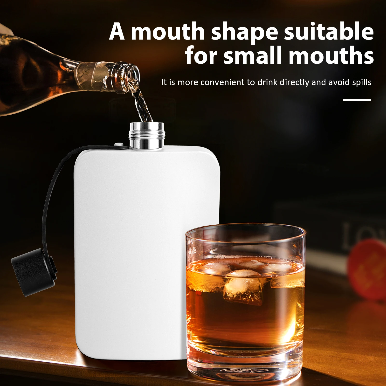 Flat Water Bottle Stainless Steel Integrated Cap Design Portable 500ML Flask for Outdoor Sports Travel Present for Friend Couple