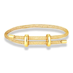 Elegant Crystal Mesh Bracelet - Unisex Minimalist Bangle in Stainless Steel (Gold)
