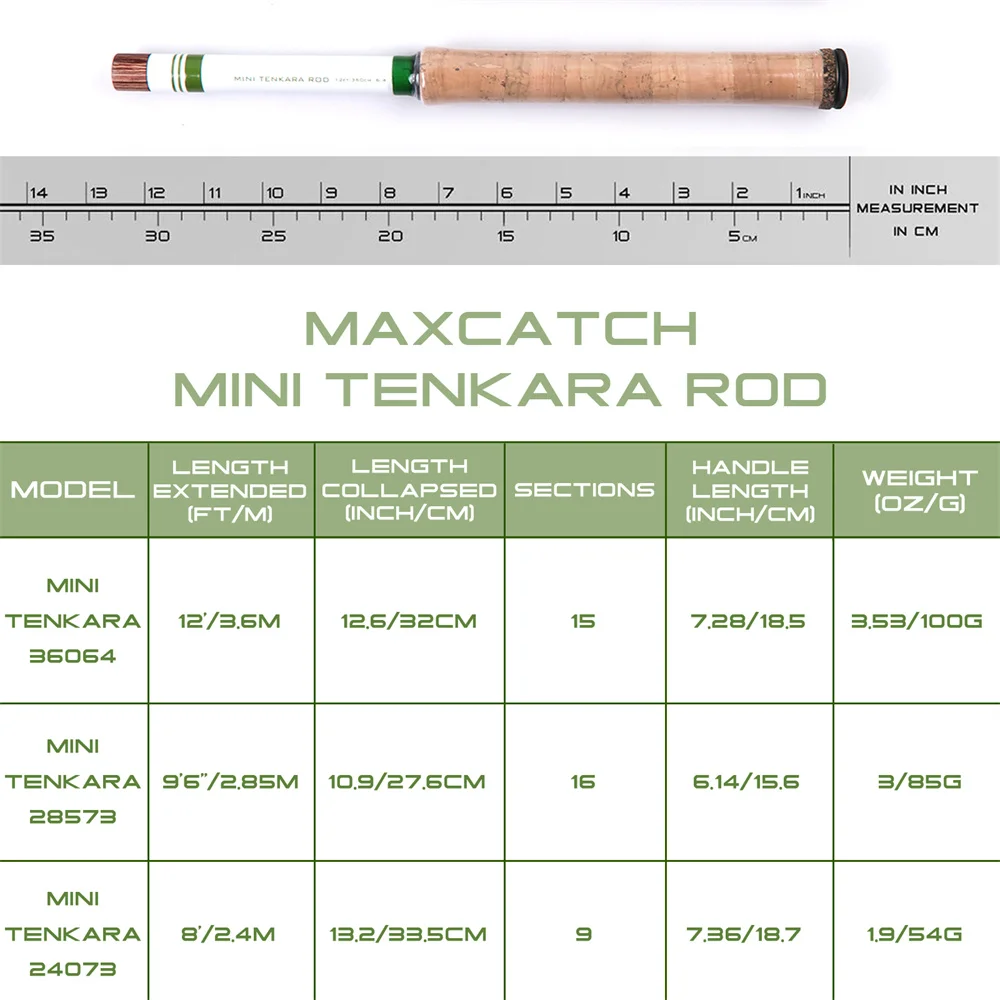 Maximumctach-Mini Tenkara Fly Rod de pesca, telescópica, 8-12ft, 6-3 ação, 9-15-16Sec
