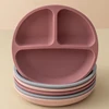 BPA Free Solid Color Dishes Children Dishes Suction Plates Silicone Baby Dining Plate For Toddlers Baby Training Feeding Bowl 4