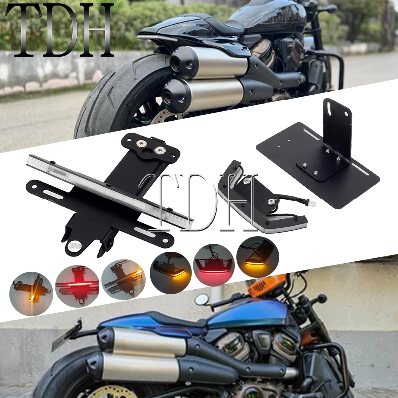 Kit de support de plaque d'immatriculation pour Harley Sportster S, queue  de moto, feu de stop LED, clignotant, Kit d'élimination des ailes -  AliExpress