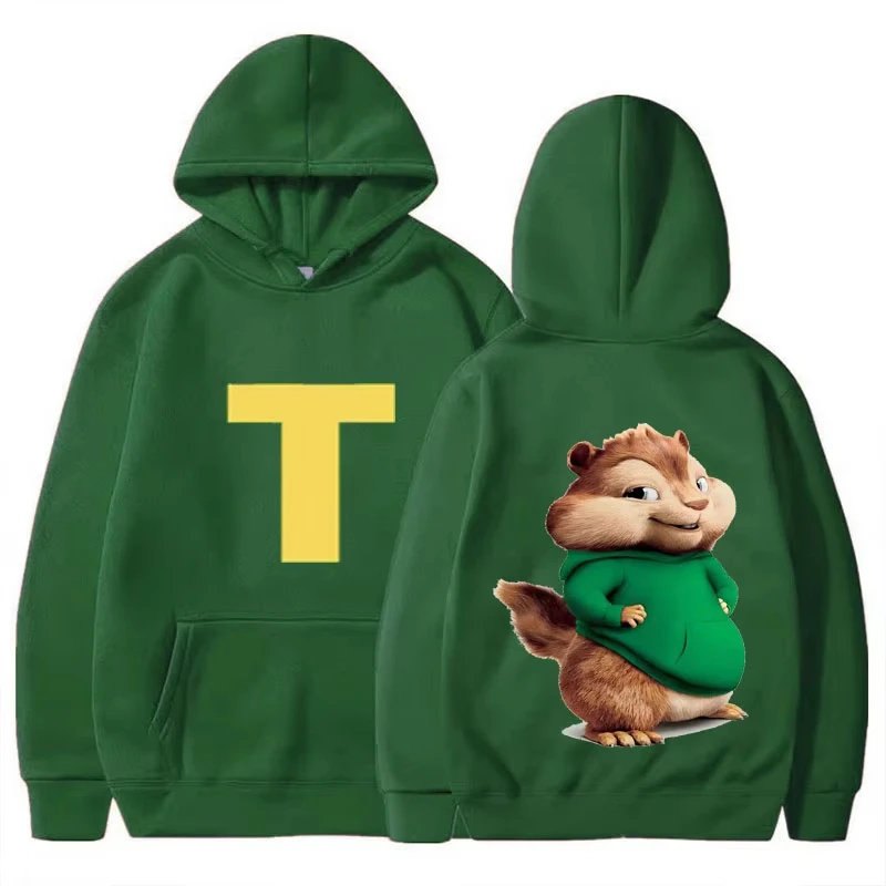 Soft Comfortable Cartoon Hoodie Alvin and The Chipmunks Green Red Navy Blue Long Sleeve Hoody Sweatshirts Movie Promo Animation