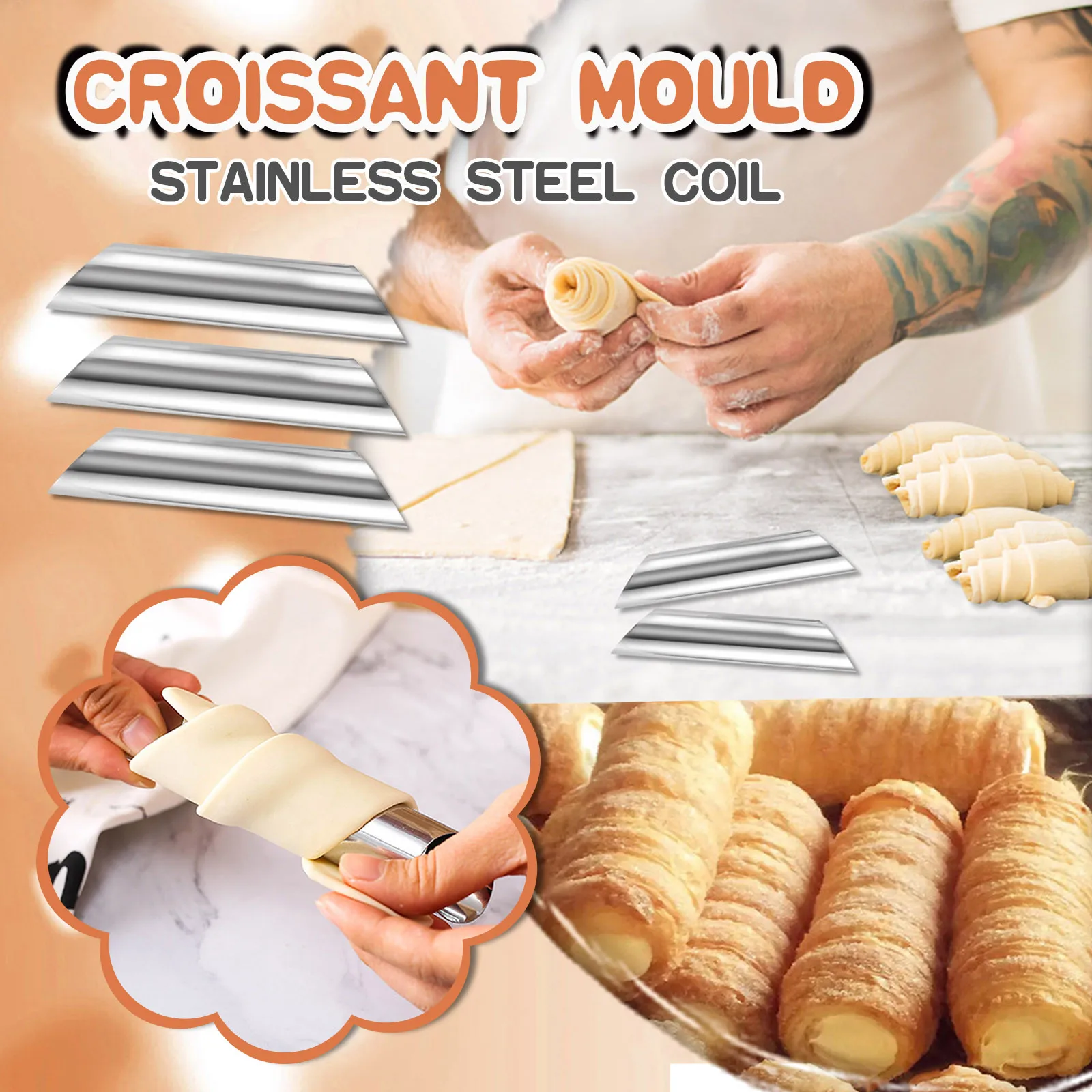 Large inch horn 5 Danish Stainless Forms Non-stick Steel Cannoli Cake Mould Lollipop Sticks And