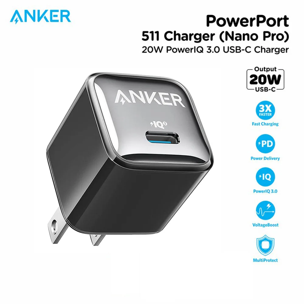 Anker Caricabatterie Nano 511 Da 20W Con Cavo USB-C A C Da 180cm - Compatto E Rapido Per IPhone, Samsung, IPad