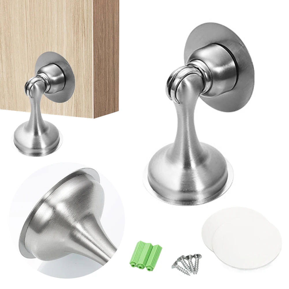 Magnetic Door Stopper Keep Door Open Stainless Steel Holder No Drilling Catch Anti-Rust For Various Types magnetic door stopper