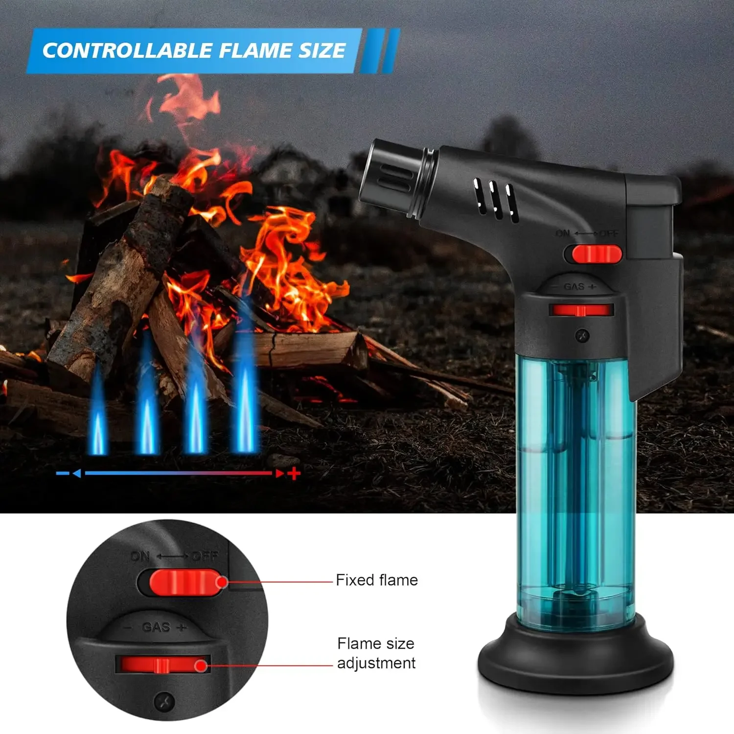 4 Pack Torch Lighters, Jet Flame, Butane Gas, Mini Refillable Windproof Lighters 2