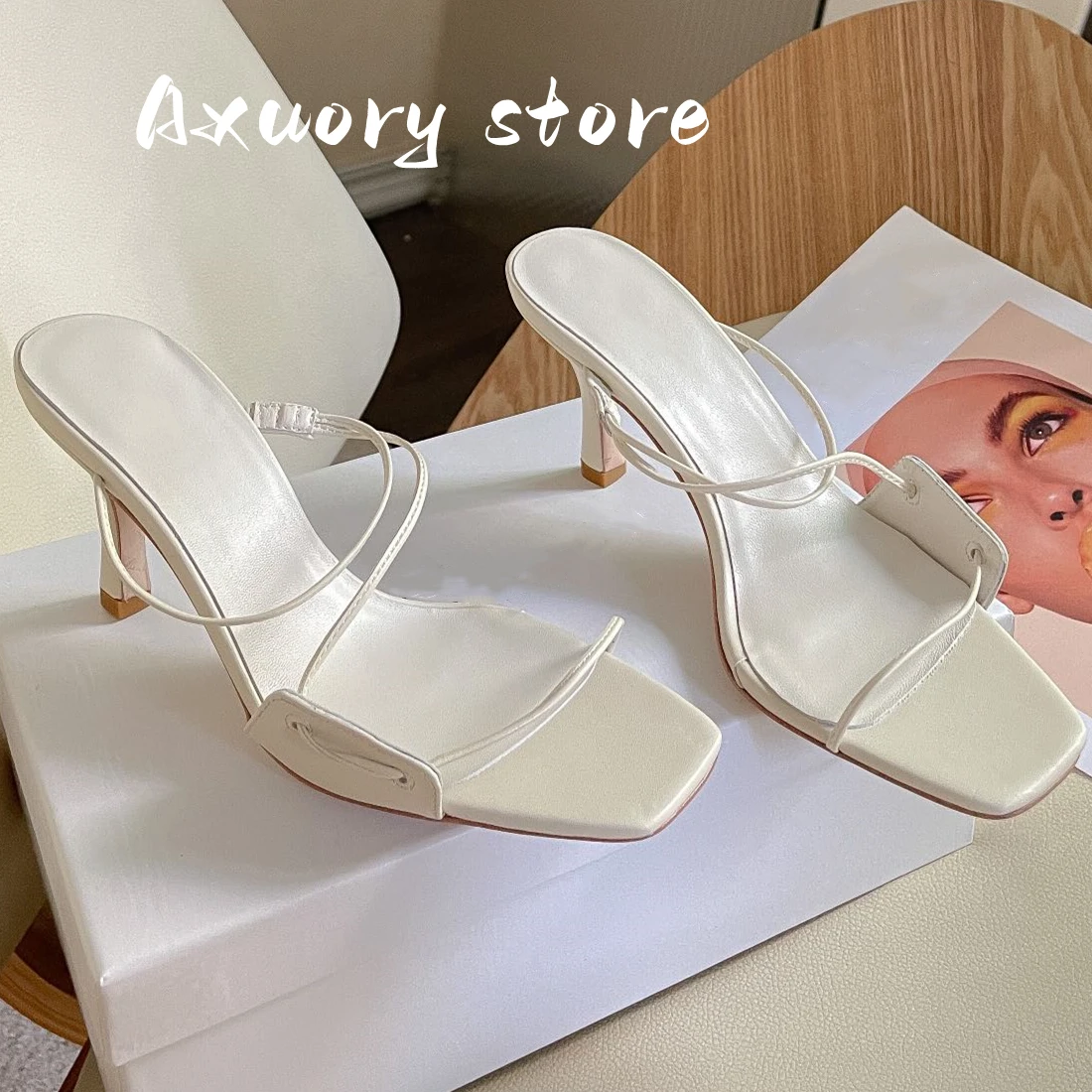 

2023 New Arrival Fashion Women High Heels Sandals Thin Low Heel Narrow Band Rome Sandal Summer Casual Sandal Shoes