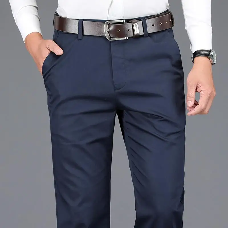 Business Social Men Summer Thin Solid Jeans Streetwear Fashion Off White Straight Pants Male Big Size Slim Casual Trousers 27-38 4