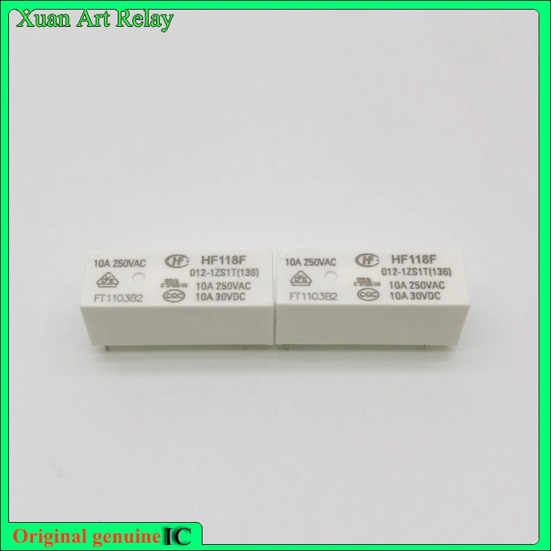 

5pcs/lot 100% original genuine relay: HF118F-012-1ZS1T(136) 12VDC 5pins 10A 250VAC