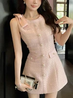 Ele  Knot oulder Bared Vest Dr Small Size Luxury High Design Sensation  Sle Ladylike  Dr