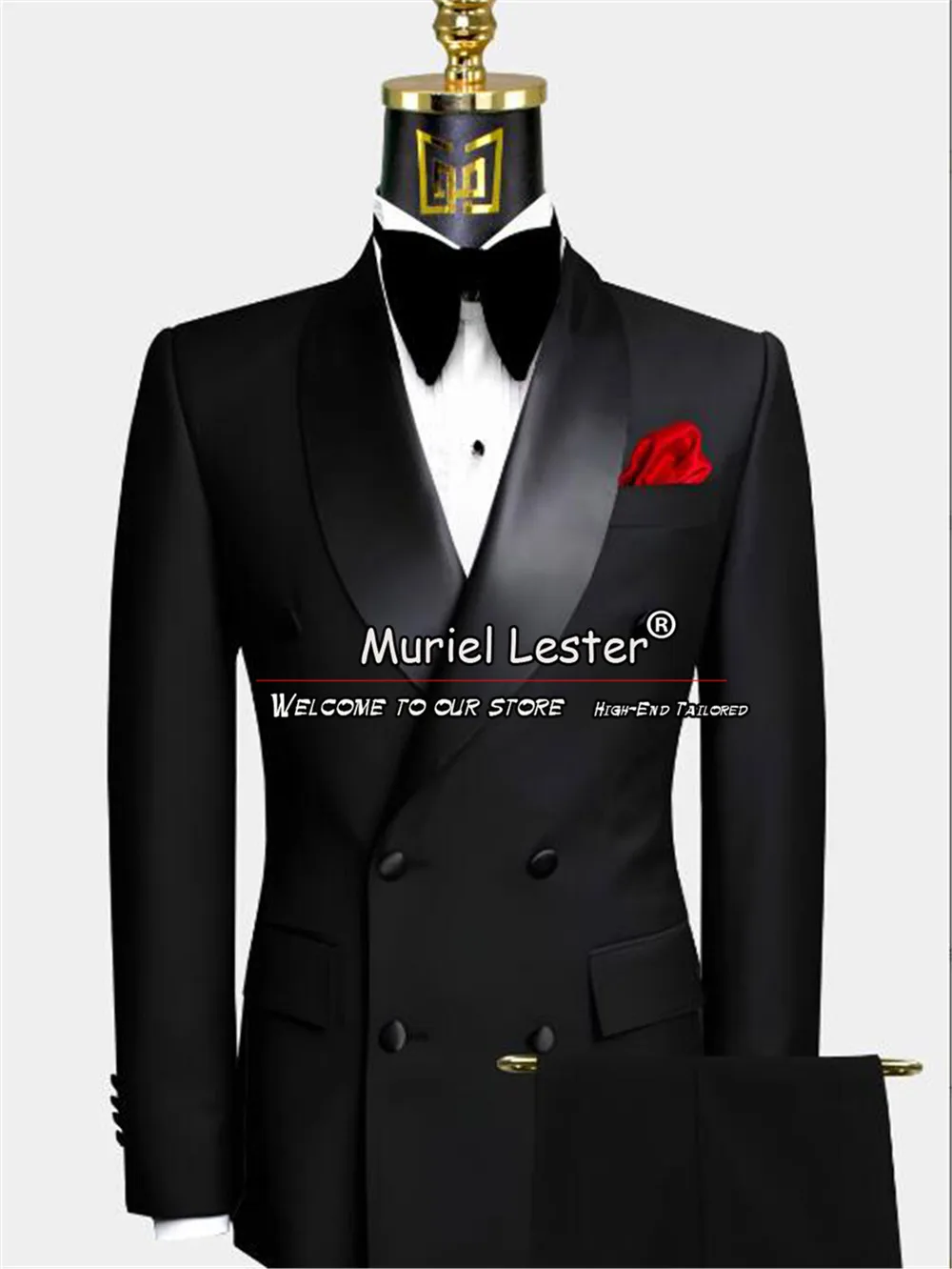 Black Groom Tuxedo 2 Pieces Men Suits For Wedding Double Breasted Jacket Pants Business Office Outfit Prom Blazer ropa hombre