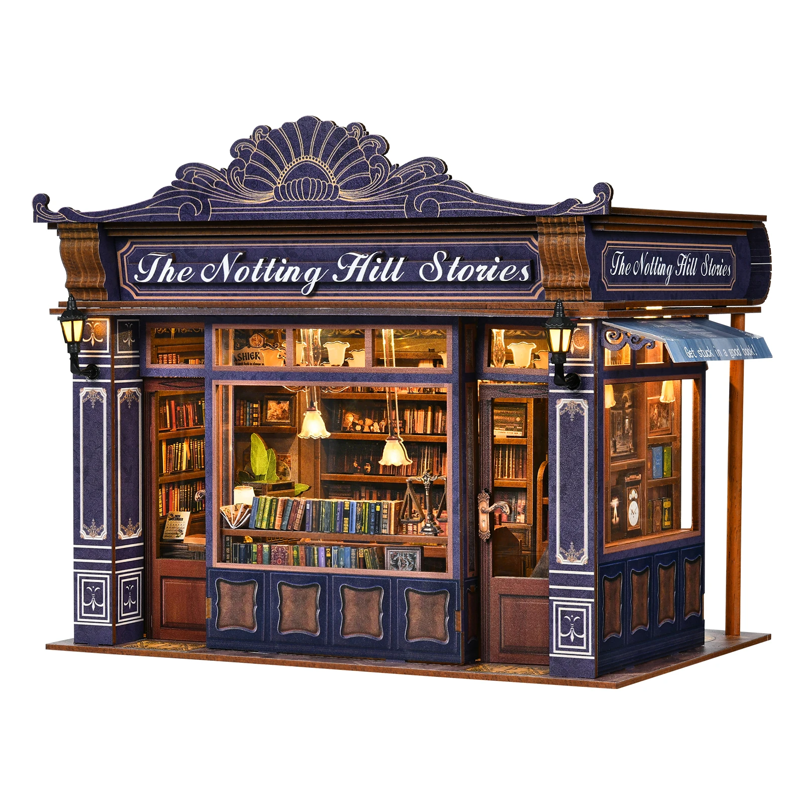 Notting Hill Book Nook 3D DIY Wooden Puzzle Love Bookstore Handmade Bookshelf Dollhouse Model Bookend Decorative Building Home