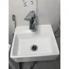 32/33/37cm Small Apartment Bathroom Sink Wall-mounted Ceramic Washbasin Balcony Washroom Corner Hanging Basin with Faucet Set 3