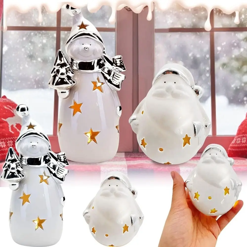 

Handmade Christmas Decoration Funny with LED Lights Craft Santa Claus Figurines Resin Santa Claus Statue Home