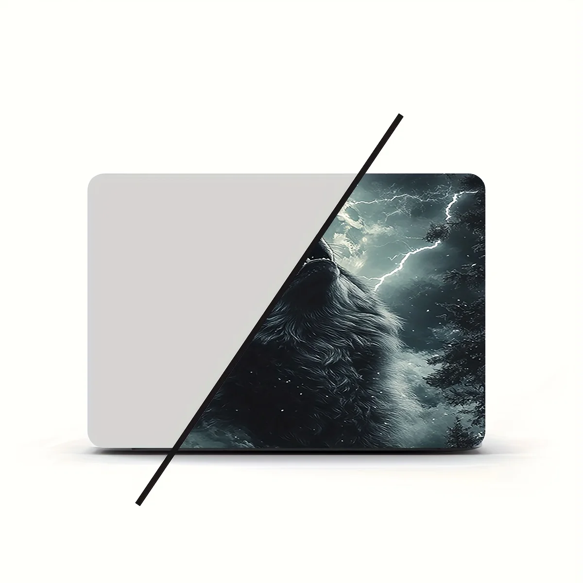 2 조각 노트북 늑대 패턴 아트 스티커 보호 커버 범용 넷북 라이트 베이지 스티커 재사용 불가 긁힘 방지