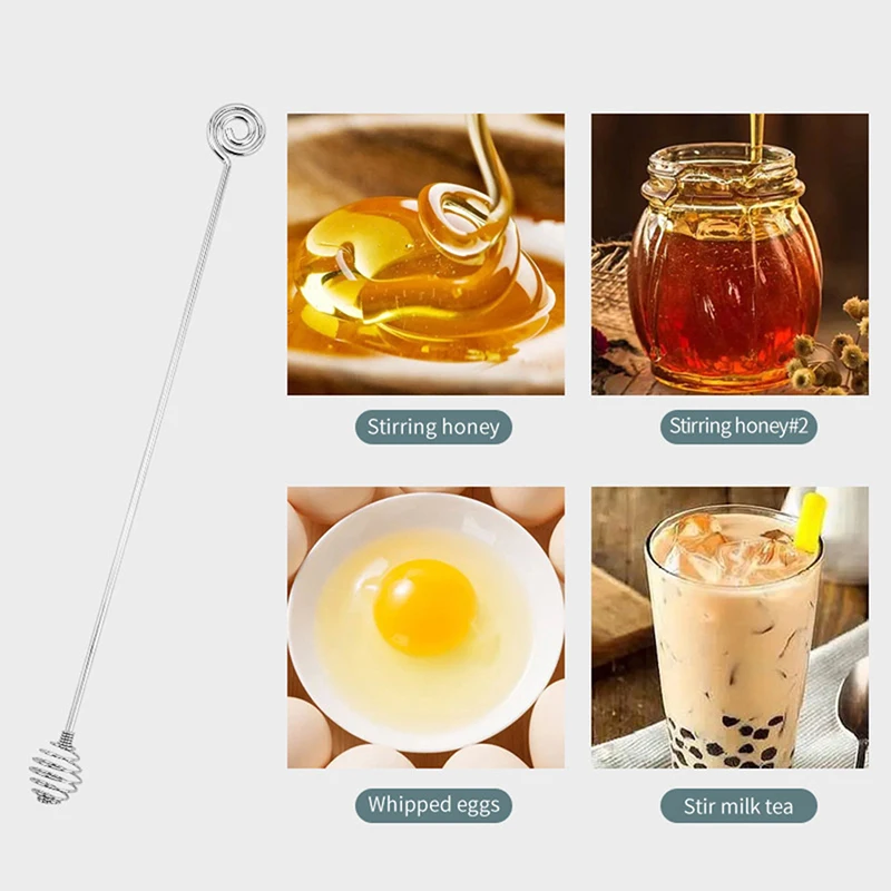 24cm Long Handle Glass Honey Spoon Kitchen Gadget Honey Jar Coffee Stirring Long Glass Bee Dipper Stirrer Muddler