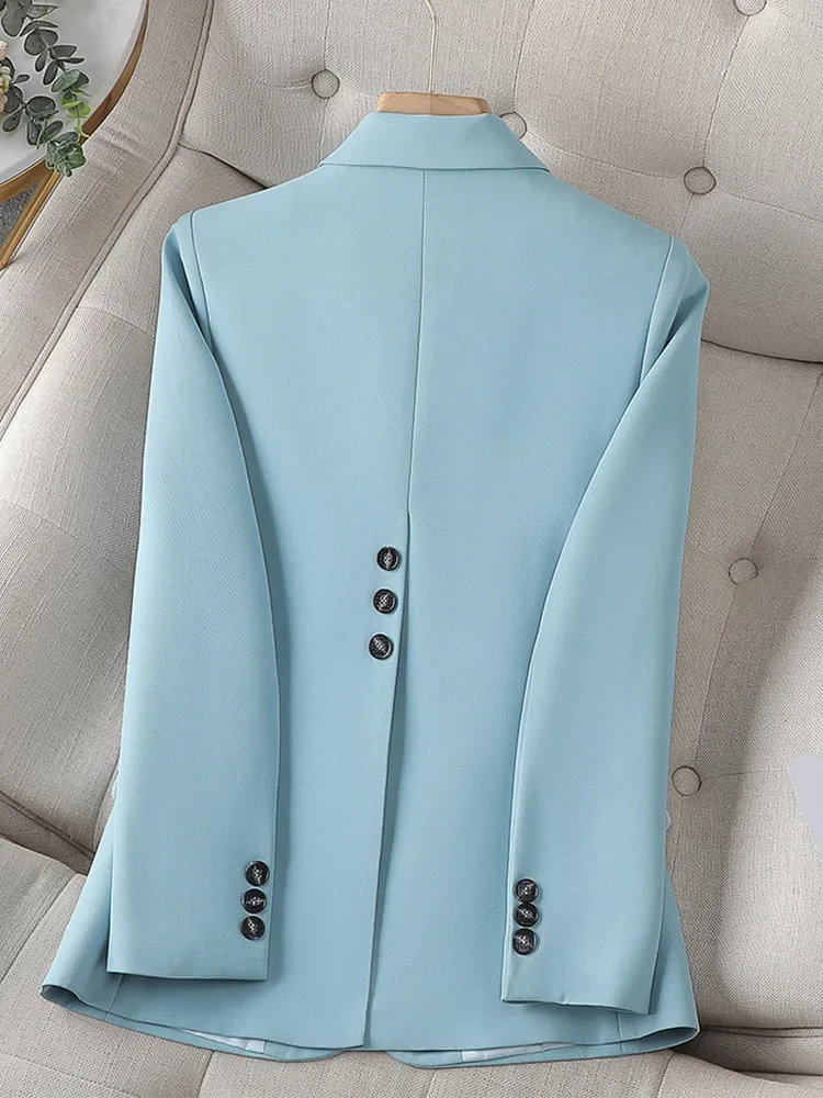 

Spring Autumn Blue Black Pink Coffee Blazer Women Ladies Female Business Work Wear Long Sleeve Single Button Solid Formal Jacket