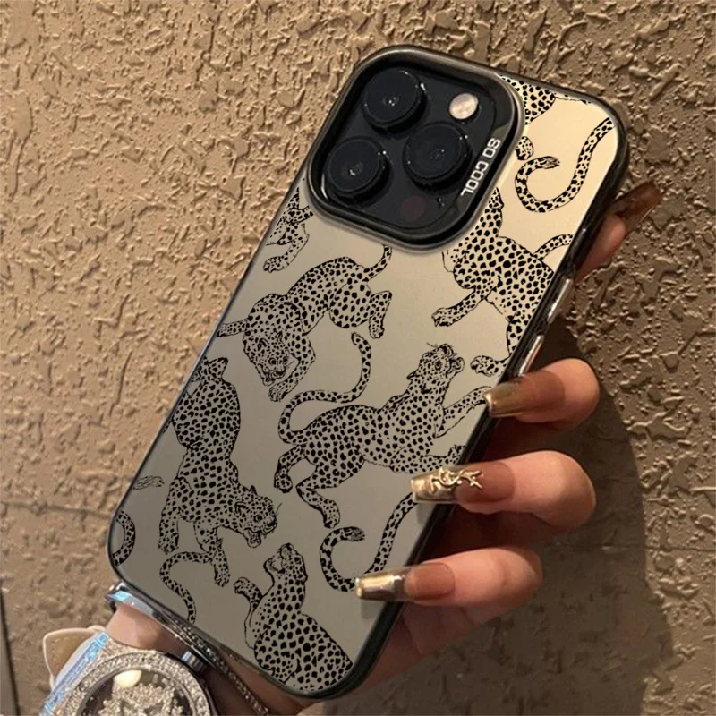 Chic Black and Pink Leopard Print Shockproof Phone Case