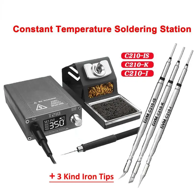 

Digital Display GVM T210 Adjustable Temperature Soldering Station 2S Melting Tin for Mobile Phone Repair Welding with C210 Tips