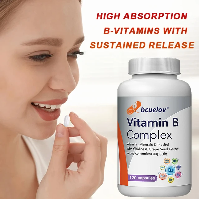 1601-431a90.jpg Vitamin B Complex with Folic Acid, Supports Healthy Energy Metabolism, Immunity, Heart Health, 120 Capsules