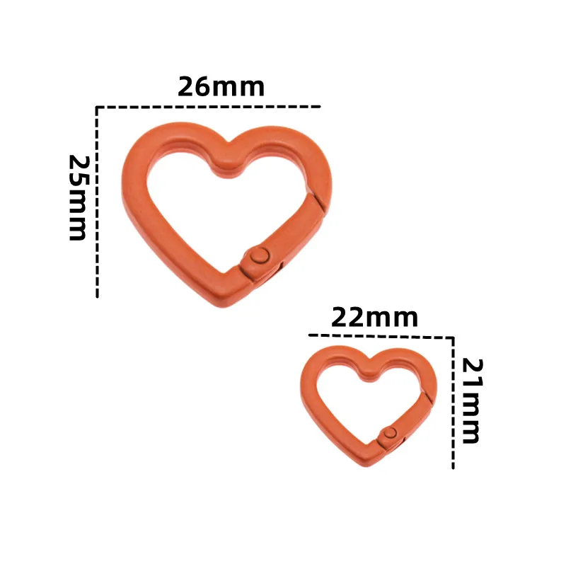 5pc 21/25mm Heart Key Ring Clip for DIY Jewelry Carabiner Keychain