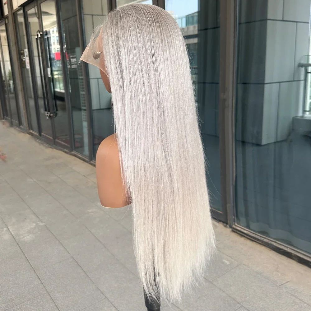 Silver Grey 13X6 Lace Front Human Hair Wigs Grey Colored HD Lace Frontal Wigs Human Hair Straight 13x4 Lace Front Wig 3