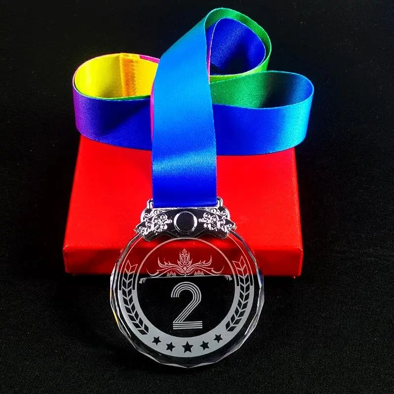 Free  LOGO Crystal Awards Medals Gold Silver Bronze Glass Valuable Improved Player for Sports Meeting Events Souvenir Gifts