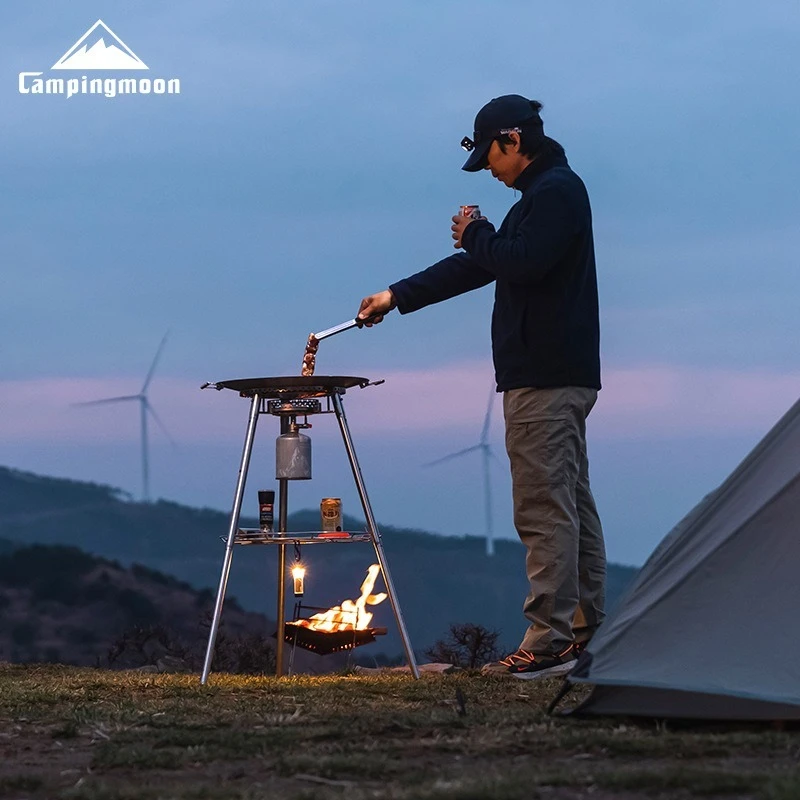 Stainless Steel Folding BBQ Grill with Cast Iron Fry Plate 1