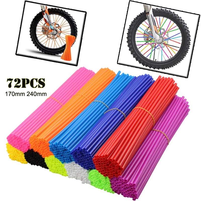 Motorcycle wheel spoke wrap 72pcs bicycle spoke holster tire decorative rim protective cover for bicycles and motorcycles 17/24cm