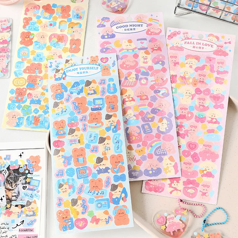 

MOHAMM 1 Sheet Glitter Cute Cartoon Animal Stickers for Photocard Frame DIY Craft Collage Art Projects Planners