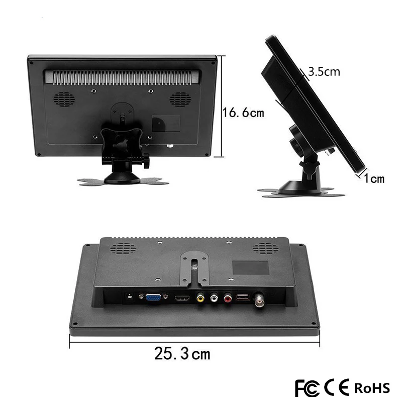Monitor de Seguridad Podofo con Pantalla TFT LCD HD de 10.1'', Entrada de Video HDMI/VGA/AV/USB/SD, Reproductor de PC/TV/DVD, Monitor para Auto 5