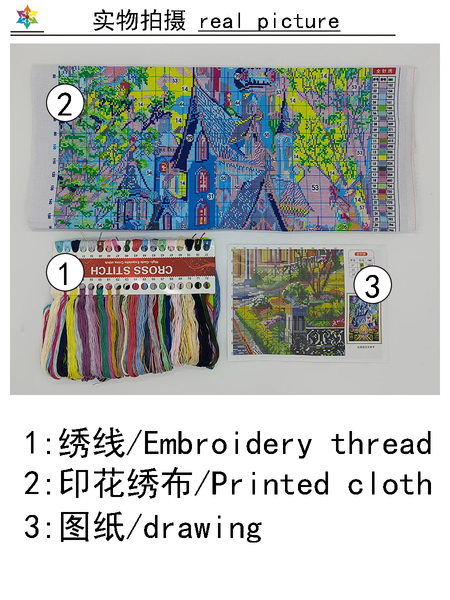 Scenery Cross Stitch Spring Castle DIY Embroidery Kit Home Fashionable Decorative Painting 11CT9CT Printed Needlework Handicraft