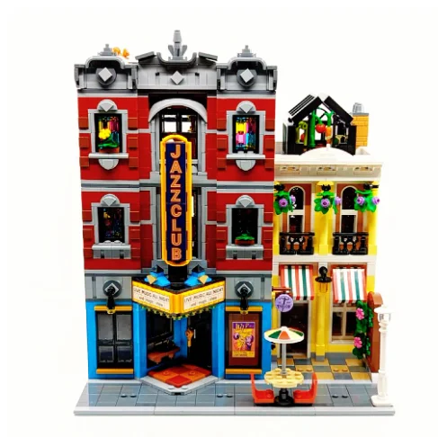 

Creative Expert Jazz Club Pizzeria Shop Model Moc Modular Houses Building Blocks Bricks Compatible 10312 Kid Toys Gift
