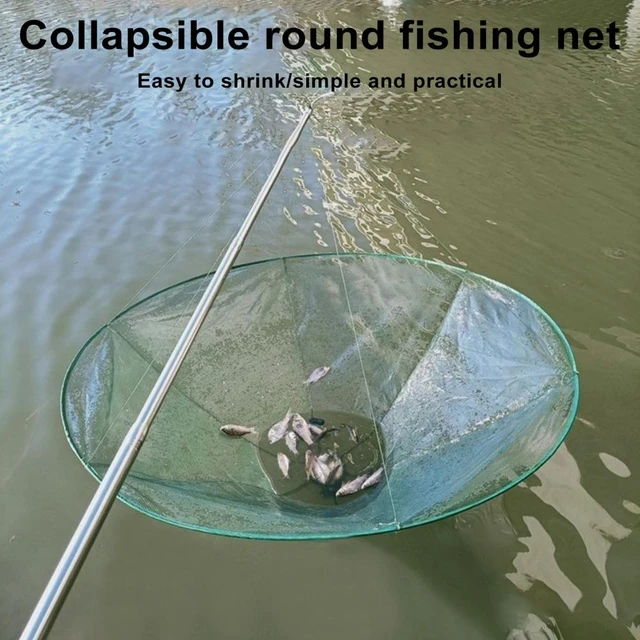 Portable 100*30cm Folding Fishing Net Nylon Network Shrimp Fish Net Casting  Net Fishing Cage Outdoor Fishnet