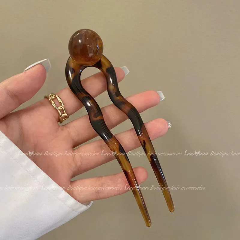 Hairpin Clip U-shaped Hairpin Female Style Retro Acrylic Hairpin Headgear Simple Modern Daily Fixed Hairpin Hair Accessories