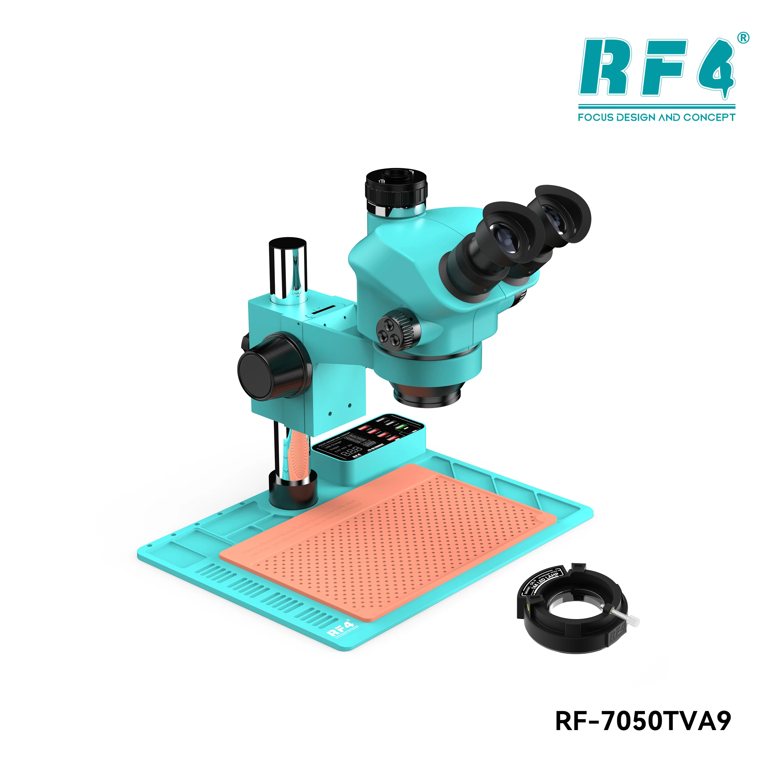 RF4 베이스에는 USB 인터페이스 충전기, 삼안 실체 현미경, 휴대폰 수리용 특수 도크 RF-7050TVA9-39B가 장착되어 있습니다.
