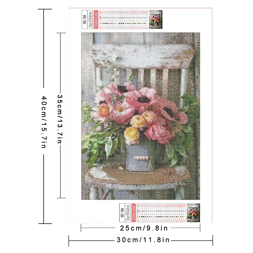 Description Picture 4 of itemAZQSD Diamond Painting Flower Rose Cross Stitch Handmade Rhinestones 20x30cm Embroidery Sale Floral Home Decor 30x40cm